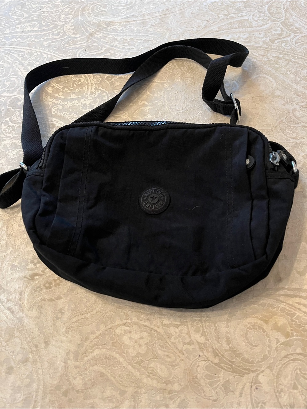 Kipling Black Nylon Crossbody Bag with Adjustable Strap in EUC